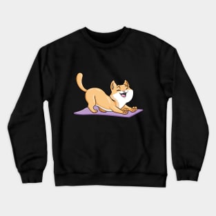 Cat at Yoga with Yoga mat Crewneck Sweatshirt